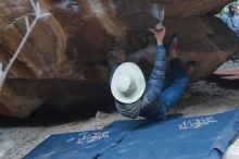 Bouldering in Hueco Tanks on 01/16/2020 with Blue Lizard Climbing and Yoga

Filename: SRM_20200116_1447360.jpg
Aperture: f/3.5
Shutter Speed: 1/250
Body: Canon EOS-1D Mark II
Lens: Canon EF 50mm f/1.8 II