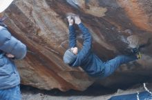 Bouldering in Hueco Tanks on 01/16/2020 with Blue Lizard Climbing and Yoga

Filename: SRM_20200116_1450530.jpg
Aperture: f/3.2
Shutter Speed: 1/250
Body: Canon EOS-1D Mark II
Lens: Canon EF 50mm f/1.8 II