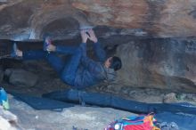 Bouldering in Hueco Tanks on 01/16/2020 with Blue Lizard Climbing and Yoga

Filename: SRM_20200116_1538110.jpg
Aperture: f/3.2
Shutter Speed: 1/250
Body: Canon EOS-1D Mark II
Lens: Canon EF 50mm f/1.8 II