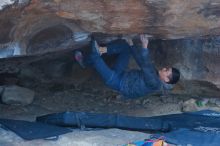 Bouldering in Hueco Tanks on 01/16/2020 with Blue Lizard Climbing and Yoga

Filename: SRM_20200116_1538200.jpg
Aperture: f/3.2
Shutter Speed: 1/250
Body: Canon EOS-1D Mark II
Lens: Canon EF 50mm f/1.8 II