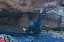 Bouldering in Hueco Tanks on 01/16/2020 with Blue Lizard Climbing and Yoga

Filename: SRM_20200116_1543330.jpg
Aperture: f/3.2
Shutter Speed: 1/250
Body: Canon EOS-1D Mark II
Lens: Canon EF 50mm f/1.8 II