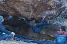 Bouldering in Hueco Tanks on 01/16/2020 with Blue Lizard Climbing and Yoga

Filename: SRM_20200116_1549570.jpg
Aperture: f/3.2
Shutter Speed: 1/250
Body: Canon EOS-1D Mark II
Lens: Canon EF 50mm f/1.8 II