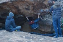 Bouldering in Hueco Tanks on 01/16/2020 with Blue Lizard Climbing and Yoga

Filename: SRM_20200116_1551100.jpg
Aperture: f/4.0
Shutter Speed: 1/250
Body: Canon EOS-1D Mark II
Lens: Canon EF 50mm f/1.8 II