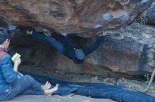 Bouldering in Hueco Tanks on 01/16/2020 with Blue Lizard Climbing and Yoga

Filename: SRM_20200116_1551480.jpg
Aperture: f/3.2
Shutter Speed: 1/250
Body: Canon EOS-1D Mark II
Lens: Canon EF 50mm f/1.8 II