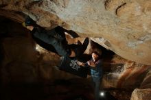 Bouldering in Hueco Tanks on 01/16/2020 with Blue Lizard Climbing and Yoga

Filename: SRM_20200116_1726530.jpg
Aperture: f/8.0
Shutter Speed: 1/250
Body: Canon EOS-1D Mark II
Lens: Canon EF 16-35mm f/2.8 L