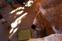 Bouldering in Hueco Tanks on 01/18/2020 with Blue Lizard Climbing and Yoga

Filename: SRM_20200118_1604100.jpg
Aperture: f/5.0
Shutter Speed: 1/250
Body: Canon EOS-1D Mark II
Lens: Canon EF 16-35mm f/2.8 L