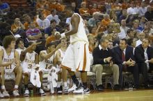 The longhorns defeated the Texas Southern University (TSU) Tigers 90-50 Tuesday night.

Filename: SRM_20061128_2034404.jpg
Aperture: f/2.8
Shutter Speed: 1/640
Body: Canon EOS-1D Mark II
Lens: Canon EF 80-200mm f/2.8 L