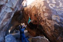 Bouldering in Hueco Tanks on 01/18/2020 with Blue Lizard Climbing and Yoga

Filename: SRM_20200118_1629400.jpg
Aperture: f/5.6
Shutter Speed: 1/250
Body: Canon EOS-1D Mark II
Lens: Canon EF 16-35mm f/2.8 L