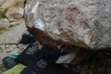 Bouldering in Hueco Tanks on 01/18/2020 with Blue Lizard Climbing and Yoga

Filename: SRM_20200118_1748260.jpg
Aperture: f/2.8
Shutter Speed: 1/250
Body: Canon EOS-1D Mark II
Lens: Canon EF 16-35mm f/2.8 L