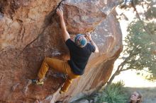 Bouldering in Hueco Tanks on 01/18/2020 with Blue Lizard Climbing and Yoga

Filename: SRM_20200118_1109410.jpg
Aperture: f/3.2
Shutter Speed: 1/250
Body: Canon EOS-1D Mark II
Lens: Canon EF 50mm f/1.8 II