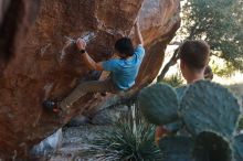 Bouldering in Hueco Tanks on 01/18/2020 with Blue Lizard Climbing and Yoga

Filename: SRM_20200118_1118090.jpg
Aperture: f/4.0
Shutter Speed: 1/250
Body: Canon EOS-1D Mark II
Lens: Canon EF 50mm f/1.8 II