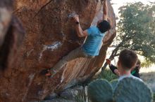 Bouldering in Hueco Tanks on 01/18/2020 with Blue Lizard Climbing and Yoga

Filename: SRM_20200118_1118200.jpg
Aperture: f/4.5
Shutter Speed: 1/250
Body: Canon EOS-1D Mark II
Lens: Canon EF 50mm f/1.8 II