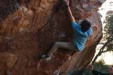 Bouldering in Hueco Tanks on 01/18/2020 with Blue Lizard Climbing and Yoga

Filename: SRM_20200118_1118240.jpg
Aperture: f/4.5
Shutter Speed: 1/250
Body: Canon EOS-1D Mark II
Lens: Canon EF 50mm f/1.8 II