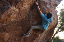 Bouldering in Hueco Tanks on 01/18/2020 with Blue Lizard Climbing and Yoga

Filename: SRM_20200118_1118241.jpg
Aperture: f/4.5
Shutter Speed: 1/250
Body: Canon EOS-1D Mark II
Lens: Canon EF 50mm f/1.8 II