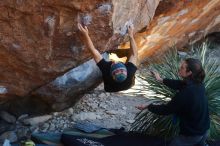 Bouldering in Hueco Tanks on 01/18/2020 with Blue Lizard Climbing and Yoga

Filename: SRM_20200118_1128100.jpg
Aperture: f/3.5
Shutter Speed: 1/320
Body: Canon EOS-1D Mark II
Lens: Canon EF 50mm f/1.8 II