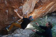 Bouldering in Hueco Tanks on 01/18/2020 with Blue Lizard Climbing and Yoga

Filename: SRM_20200118_1128160.jpg
Aperture: f/4.0
Shutter Speed: 1/320
Body: Canon EOS-1D Mark II
Lens: Canon EF 50mm f/1.8 II