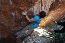 Bouldering in Hueco Tanks on 01/18/2020 with Blue Lizard Climbing and Yoga

Filename: SRM_20200118_1130110.jpg
Aperture: f/5.0
Shutter Speed: 1/250
Body: Canon EOS-1D Mark II
Lens: Canon EF 50mm f/1.8 II