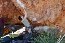 Bouldering in Hueco Tanks on 01/18/2020 with Blue Lizard Climbing and Yoga

Filename: SRM_20200118_1142530.jpg
Aperture: f/6.3
Shutter Speed: 1/250
Body: Canon EOS-1D Mark II
Lens: Canon EF 16-35mm f/2.8 L