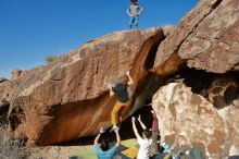 Bouldering in Hueco Tanks on 01/18/2020 with Blue Lizard Climbing and Yoga

Filename: SRM_20200118_1245080.jpg
Aperture: f/8.0
Shutter Speed: 1/250
Body: Canon EOS-1D Mark II
Lens: Canon EF 16-35mm f/2.8 L