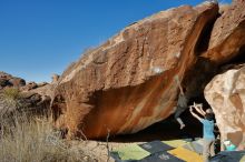 Bouldering in Hueco Tanks on 01/18/2020 with Blue Lizard Climbing and Yoga

Filename: SRM_20200118_1249240.jpg
Aperture: f/8.0
Shutter Speed: 1/250
Body: Canon EOS-1D Mark II
Lens: Canon EF 16-35mm f/2.8 L