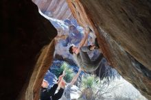 Bouldering in Hueco Tanks on 01/18/2020 with Blue Lizard Climbing and Yoga

Filename: SRM_20200118_1305010.jpg
Aperture: f/5.0
Shutter Speed: 1/250
Body: Canon EOS-1D Mark II
Lens: Canon EF 50mm f/1.8 II