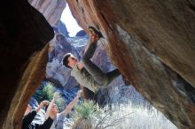 Bouldering in Hueco Tanks on 01/18/2020 with Blue Lizard Climbing and Yoga

Filename: SRM_20200118_1305070.jpg
Aperture: f/5.6
Shutter Speed: 1/250
Body: Canon EOS-1D Mark II
Lens: Canon EF 50mm f/1.8 II