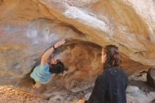 Bouldering in Hueco Tanks on 01/18/2020 with Blue Lizard Climbing and Yoga

Filename: SRM_20200118_1314520.jpg
Aperture: f/2.5
Shutter Speed: 1/250
Body: Canon EOS-1D Mark II
Lens: Canon EF 50mm f/1.8 II