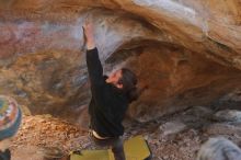 Bouldering in Hueco Tanks on 01/18/2020 with Blue Lizard Climbing and Yoga

Filename: SRM_20200118_1326560.jpg
Aperture: f/2.8
Shutter Speed: 1/320
Body: Canon EOS-1D Mark II
Lens: Canon EF 50mm f/1.8 II