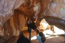 Bouldering in Hueco Tanks on 01/18/2020 with Blue Lizard Climbing and Yoga

Filename: SRM_20200118_1334160.jpg
Aperture: f/3.2
Shutter Speed: 1/400
Body: Canon EOS-1D Mark II
Lens: Canon EF 50mm f/1.8 II