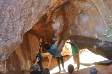 Bouldering in Hueco Tanks on 01/18/2020 with Blue Lizard Climbing and Yoga

Filename: SRM_20200118_1334570.jpg
Aperture: f/3.2
Shutter Speed: 1/400
Body: Canon EOS-1D Mark II
Lens: Canon EF 50mm f/1.8 II