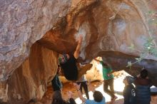 Bouldering in Hueco Tanks on 01/18/2020 with Blue Lizard Climbing and Yoga

Filename: SRM_20200118_1336330.jpg
Aperture: f/3.2
Shutter Speed: 1/400
Body: Canon EOS-1D Mark II
Lens: Canon EF 50mm f/1.8 II