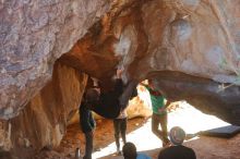 Bouldering in Hueco Tanks on 01/18/2020 with Blue Lizard Climbing and Yoga

Filename: SRM_20200118_1338060.jpg
Aperture: f/3.2
Shutter Speed: 1/400
Body: Canon EOS-1D Mark II
Lens: Canon EF 50mm f/1.8 II