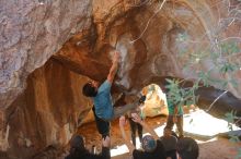 Bouldering in Hueco Tanks on 01/18/2020 with Blue Lizard Climbing and Yoga

Filename: SRM_20200118_1338470.jpg
Aperture: f/3.2
Shutter Speed: 1/400
Body: Canon EOS-1D Mark II
Lens: Canon EF 50mm f/1.8 II