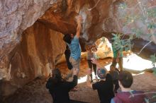 Bouldering in Hueco Tanks on 01/18/2020 with Blue Lizard Climbing and Yoga

Filename: SRM_20200118_1338480.jpg
Aperture: f/3.2
Shutter Speed: 1/400
Body: Canon EOS-1D Mark II
Lens: Canon EF 50mm f/1.8 II