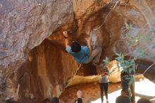 Bouldering in Hueco Tanks on 01/18/2020 with Blue Lizard Climbing and Yoga

Filename: SRM_20200118_1338570.jpg
Aperture: f/3.2
Shutter Speed: 1/400
Body: Canon EOS-1D Mark II
Lens: Canon EF 50mm f/1.8 II