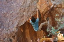 Bouldering in Hueco Tanks on 01/18/2020 with Blue Lizard Climbing and Yoga

Filename: SRM_20200118_1339040.jpg
Aperture: f/3.2
Shutter Speed: 1/400
Body: Canon EOS-1D Mark II
Lens: Canon EF 50mm f/1.8 II