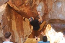 Bouldering in Hueco Tanks on 01/18/2020 with Blue Lizard Climbing and Yoga

Filename: SRM_20200118_1403240.jpg
Aperture: f/3.2
Shutter Speed: 1/250
Body: Canon EOS-1D Mark II
Lens: Canon EF 50mm f/1.8 II