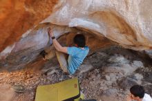 Bouldering in Hueco Tanks on 01/18/2020 with Blue Lizard Climbing and Yoga

Filename: SRM_20200118_1418070.jpg
Aperture: f/2.8
Shutter Speed: 1/250
Body: Canon EOS-1D Mark II
Lens: Canon EF 50mm f/1.8 II