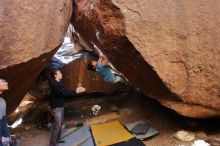 Bouldering in Hueco Tanks on 01/18/2020 with Blue Lizard Climbing and Yoga

Filename: SRM_20200118_1523370.jpg
Aperture: f/4.5
Shutter Speed: 1/250
Body: Canon EOS-1D Mark II
Lens: Canon EF 16-35mm f/2.8 L