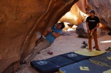 Bouldering in Hueco Tanks on 01/18/2020 with Blue Lizard Climbing and Yoga

Filename: SRM_20200118_1528390.jpg
Aperture: f/3.2
Shutter Speed: 1/250
Body: Canon EOS-1D Mark II
Lens: Canon EF 16-35mm f/2.8 L