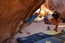 Bouldering in Hueco Tanks on 01/18/2020 with Blue Lizard Climbing and Yoga

Filename: SRM_20200118_1528410.jpg
Aperture: f/3.2
Shutter Speed: 1/250
Body: Canon EOS-1D Mark II
Lens: Canon EF 16-35mm f/2.8 L