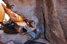 Bouldering in Hueco Tanks on 01/18/2020 with Blue Lizard Climbing and Yoga

Filename: SRM_20200118_1530150.jpg
Aperture: f/3.2
Shutter Speed: 1/250
Body: Canon EOS-1D Mark II
Lens: Canon EF 16-35mm f/2.8 L