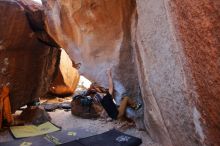 Bouldering in Hueco Tanks on 01/18/2020 with Blue Lizard Climbing and Yoga

Filename: SRM_20200118_1539500.jpg
Aperture: f/3.2
Shutter Speed: 1/250
Body: Canon EOS-1D Mark II
Lens: Canon EF 16-35mm f/2.8 L