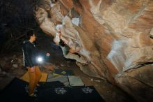 Bouldering in Hueco Tanks on 01/19/2020 with Blue Lizard Climbing and Yoga

Filename: SRM_20200119_1126210.jpg
Aperture: f/7.1
Shutter Speed: 1/250
Body: Canon EOS-1D Mark II
Lens: Canon EF 16-35mm f/2.8 L