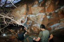 Bouldering in Hueco Tanks on 01/19/2020 with Blue Lizard Climbing and Yoga

Filename: SRM_20200119_1145090.jpg
Aperture: f/8.0
Shutter Speed: 1/250
Body: Canon EOS-1D Mark II
Lens: Canon EF 16-35mm f/2.8 L