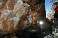 Bouldering in Hueco Tanks on 01/19/2020 with Blue Lizard Climbing and Yoga

Filename: SRM_20200119_1209420.jpg
Aperture: f/8.0
Shutter Speed: 1/250
Body: Canon EOS-1D Mark II
Lens: Canon EF 16-35mm f/2.8 L