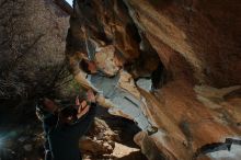 Bouldering in Hueco Tanks on 01/19/2020 with Blue Lizard Climbing and Yoga

Filename: SRM_20200119_1214590.jpg
Aperture: f/8.0
Shutter Speed: 1/250
Body: Canon EOS-1D Mark II
Lens: Canon EF 16-35mm f/2.8 L