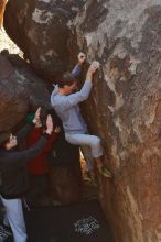 Bouldering in Hueco Tanks on 01/19/2020 with Blue Lizard Climbing and Yoga

Filename: SRM_20200119_1223500.jpg
Aperture: f/5.6
Shutter Speed: 1/250
Body: Canon EOS-1D Mark II
Lens: Canon EF 50mm f/1.8 II