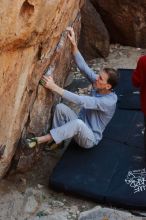 Bouldering in Hueco Tanks on 01/19/2020 with Blue Lizard Climbing and Yoga

Filename: SRM_20200119_1241120.jpg
Aperture: f/5.0
Shutter Speed: 1/250
Body: Canon EOS-1D Mark II
Lens: Canon EF 50mm f/1.8 II