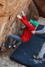 Bouldering in Hueco Tanks on 01/19/2020 with Blue Lizard Climbing and Yoga

Filename: SRM_20200119_1245380.jpg
Aperture: f/2.8
Shutter Speed: 1/250
Body: Canon EOS-1D Mark II
Lens: Canon EF 50mm f/1.8 II